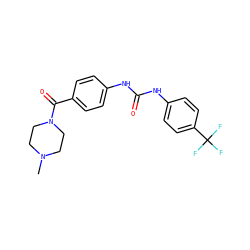 CN1CCN(C(=O)c2ccc(NC(=O)Nc3ccc(C(F)(F)F)cc3)cc2)CC1 ZINC000049067677