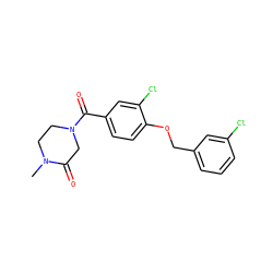 CN1CCN(C(=O)c2ccc(OCc3cccc(Cl)c3)c(Cl)c2)CC1=O ZINC000040934832