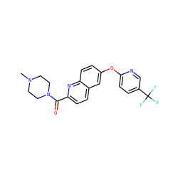 CN1CCN(C(=O)c2ccc3cc(Oc4ccc(C(F)(F)F)cn4)ccc3n2)CC1 ZINC001772619216