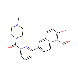 CN1CCN(C(=O)c2cccc(-c3ccc4c(C=O)c(O)ccc4c3)n2)CC1 ZINC000169699714