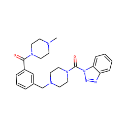 CN1CCN(C(=O)c2cccc(CN3CCN(C(=O)n4nnc5ccccc54)CC3)c2)CC1 ZINC000095574963