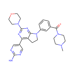 CN1CCN(C(=O)c2cccc(N3CCc4c(-c5cnc(N)nc5)nc(N5CCOCC5)nc43)c2)CC1 ZINC000118758829