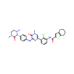 CN1CCN(C)[C@H](c2ccc(Nc3nc(-c4cccc(NC(=O)c5cc6c(s5)CCCC6)c4Cl)cn(C)c3=O)cc2)C1=O ZINC000059185475