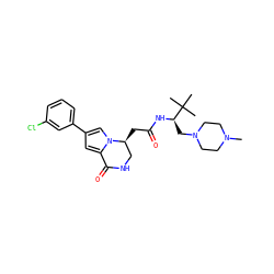 CN1CCN(C[C@@H](NC(=O)C[C@H]2CNC(=O)c3cc(-c4cccc(Cl)c4)cn32)C(C)(C)C)CC1 ZINC000169325511