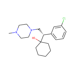 CN1CCN(C[C@H](c2cccc(Cl)c2)C2(O)CCCCC2)CC1 ZINC000022442358