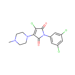 CN1CCN(C2=C(Cl)C(=O)N(c3cc(Cl)cc(Cl)c3)C2=O)CC1 ZINC000033346585