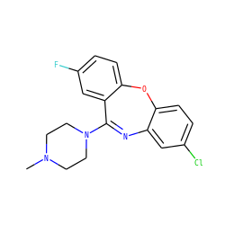 CN1CCN(C2=Nc3cc(Cl)ccc3Oc3ccc(F)cc32)CC1 ZINC000036473647