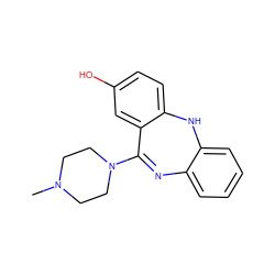 CN1CCN(C2=Nc3ccccc3Nc3ccc(O)cc32)CC1 ZINC000013775874