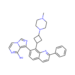 CN1CCN(C2CC(c3c(-c4ncn5ccnc(N)c45)ccc4ccc(-c5ccccc5)nc34)C2)CC1 ZINC000043025432