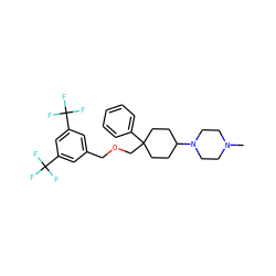 CN1CCN(C2CCC(COCc3cc(C(F)(F)F)cc(C(F)(F)F)c3)(c3ccccc3)CC2)CC1 ZINC000103250831