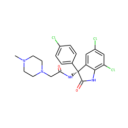 CN1CCN(CC(=O)N[C@@]2(c3ccc(Cl)cc3)C(=O)Nc3c(Cl)cc(Cl)cc32)CC1 ZINC000095555043
