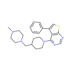 CN1CCN(CC2CCN(c3ncnc4scc(-c5ccccc5)c34)CC2)CC1 ZINC000057151560