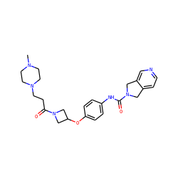 CN1CCN(CCC(=O)N2CC(Oc3ccc(NC(=O)N4Cc5ccncc5C4)cc3)C2)CC1 ZINC000167557509