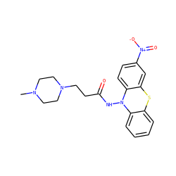 CN1CCN(CCC(=O)NN2c3ccccc3Sc3cc([N+](=O)[O-])ccc32)CC1 ZINC000082157786