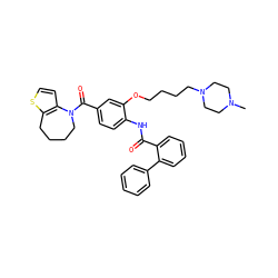 CN1CCN(CCCCOc2cc(C(=O)N3CCCCc4sccc43)ccc2NC(=O)c2ccccc2-c2ccccc2)CC1 ZINC000028106283