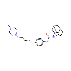 CN1CCN(CCCCOc2ccc(NC(=O)NC34CC5CC(CC(C5)C3)C4)cc2)CC1 ZINC000066259230