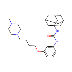 CN1CCN(CCCCOc2cccc(NC(=O)NC34CC5CC(CC(C5)C3)C4)c2)CC1 ZINC000066058898