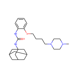 CN1CCN(CCCCOc2ccccc2NC(=O)NC23CC4CC(CC(C4)C2)C3)CC1 ZINC000066058895