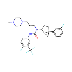 CN1CCN(CCCN(C(=O)Nc2ccc(F)c(C(F)(F)F)c2)[C@@H]2CC[C@]3(c4cccc(F)c4)C[C@H]23)CC1 ZINC000028572268