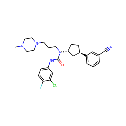 CN1CCN(CCCN(C(=O)Nc2ccc(F)c(Cl)c2)[C@@H]2CC[C@@H](c3cccc(C#N)c3)C2)CC1 ZINC000022935389