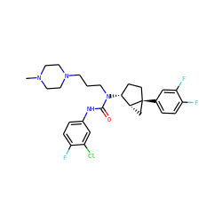 CN1CCN(CCCN(C(=O)Nc2ccc(F)c(Cl)c2)[C@@H]2CC[C@]3(c4ccc(F)c(F)c4)C[C@H]23)CC1 ZINC000022935433