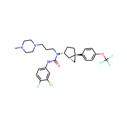 CN1CCN(CCCN(C(=O)Nc2ccc(F)c(Cl)c2)[C@@H]2CC[C@]3(c4ccc(OC(F)(F)F)cc4)C[C@H]23)CC1 ZINC000036351506