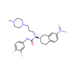 CN1CCN(CCCN(C(=O)Nc2ccc(F)c(Cl)c2)[C@@H]2CCc3ccc([N+](=O)[O-])cc3C2)CC1 ZINC000035923045