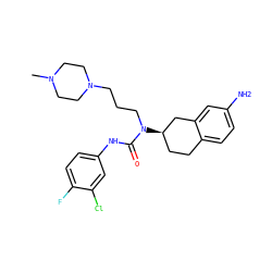 CN1CCN(CCCN(C(=O)Nc2ccc(F)c(Cl)c2)[C@@H]2CCc3ccc(N)cc3C2)CC1 ZINC000036351909