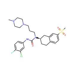 CN1CCN(CCCN(C(=O)Nc2ccc(F)c(Cl)c2)[C@@H]2CCc3ccc(S(C)(=O)=O)cc3C2)CC1 ZINC000036351879