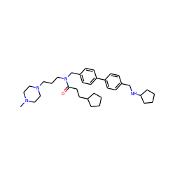 CN1CCN(CCCN(Cc2ccc(-c3ccc(CNC4CCCC4)cc3)cc2)C(=O)CCC2CCCC2)CC1 ZINC000045202247