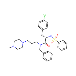 CN1CCN(CCCN(Cc2ccccc2)C(=O)[C@H](Cc2ccc(Cl)cc2)NS(=O)(=O)c2ccccc2)CC1 ZINC000071317947