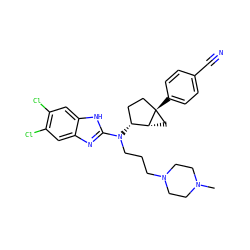 CN1CCN(CCCN(c2nc3cc(Cl)c(Cl)cc3[nH]2)[C@@H]2CC[C@]3(c4ccc(C#N)cc4)C[C@H]23)CC1 ZINC000036351849