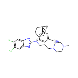 CN1CCN(CCCN(c2nc3cc(Cl)c(Cl)cc3[nH]2)[C@@H]2CC[C@]3(c4cccc(C#N)c4)C[C@@H]3C2)CC1 ZINC000036351807