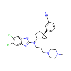 CN1CCN(CCCN(c2nc3cc(Cl)c(Cl)cc3[nH]2)[C@@H]2CC[C@]3(c4cccc(C#N)c4)C[C@H]23)CC1 ZINC000036351846