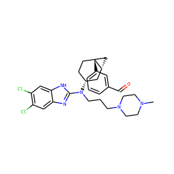 CN1CCN(CCCN(c2nc3cc(Cl)c(Cl)cc3[nH]2)[C@@H]2CC[C@]3(c4cccc(C=O)c4)C[C@@H]3C2)CC1 ZINC000036351764