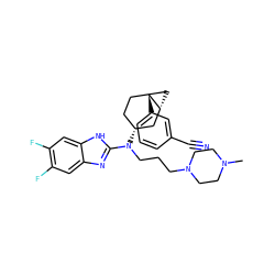 CN1CCN(CCCN(c2nc3cc(F)c(F)cc3[nH]2)[C@@H]2CC[C@]3(c4cccc(C#N)c4)C[C@@H]3C2)CC1 ZINC000036351820