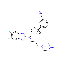CN1CCN(CCCN(c2nc3cc(F)c(F)cc3[nH]2)[C@@H]2CC[C@]3(c4cccc(C#N)c4)C[C@H]23)CC1 ZINC000034470971
