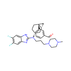 CN1CCN(CCCN(c2nc3cc(F)c(F)cc3[nH]2)[C@@H]2CC[C@]3(c4cccc(C=O)c4)C[C@@H]3C2)CC1 ZINC000036351724