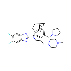 CN1CCN(CCCN(c2nc3cc(F)c(F)cc3[nH]2)[C@@H]2CC[C@]3(c4cccc(CN5CCCC5)c4)C[C@@H]3C2)CC1 ZINC000036351706