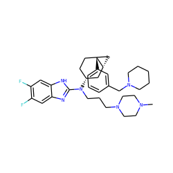 CN1CCN(CCCN(c2nc3cc(F)c(F)cc3[nH]2)[C@@H]2CC[C@]3(c4cccc(CN5CCCCC5)c4)C[C@@H]3C2)CC1 ZINC000036351734