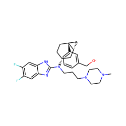 CN1CCN(CCCN(c2nc3cc(F)c(F)cc3[nH]2)[C@@H]2CC[C@]3(c4cccc(CO)c4)C[C@@H]3C2)CC1 ZINC000036351704