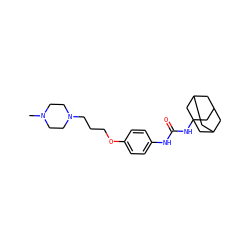 CN1CCN(CCCOc2ccc(NC(=O)NC34CC5CC(CC(C5)C3)C4)cc2)CC1 ZINC000066252603