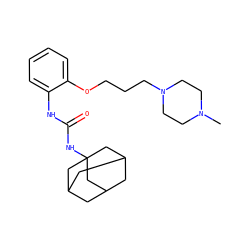 CN1CCN(CCCOc2ccccc2NC(=O)NC23CC4CC(CC(C4)C2)C3)CC1 ZINC000066058799