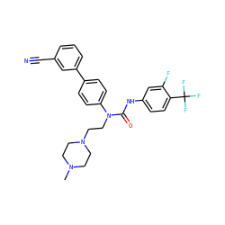 CN1CCN(CCN(C(=O)Nc2ccc(C(F)(F)F)c(F)c2)c2ccc(-c3cccc(C#N)c3)cc2)CC1 ZINC000022933836