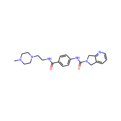 CN1CCN(CCNC(=O)c2ccc(NC(=O)N3Cc4cccnc4C3)cc2)CC1 ZINC000167365657