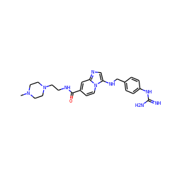 CN1CCN(CCNC(=O)c2ccn3c(NCc4ccc(NC(=N)N)cc4)cnc3c2)CC1 ZINC000653780391