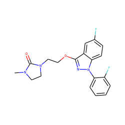 CN1CCN(CCOc2nn(-c3ccccc3F)c3ccc(F)cc23)C1=O ZINC000653848727