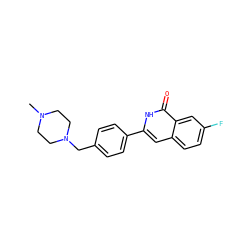 CN1CCN(Cc2ccc(-c3cc4ccc(F)cc4c(=O)[nH]3)cc2)CC1 ZINC001772605298