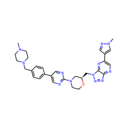 CN1CCN(Cc2ccc(-c3cnc(N4CCO[C@H](Cn5nnc6ncc(-c7cnn(C)c7)nc65)C4)nc3)cc2)CC1 ZINC000210706154