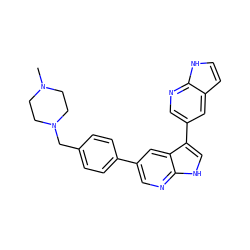 CN1CCN(Cc2ccc(-c3cnc4[nH]cc(-c5cnc6[nH]ccc6c5)c4c3)cc2)CC1 ZINC000096285235